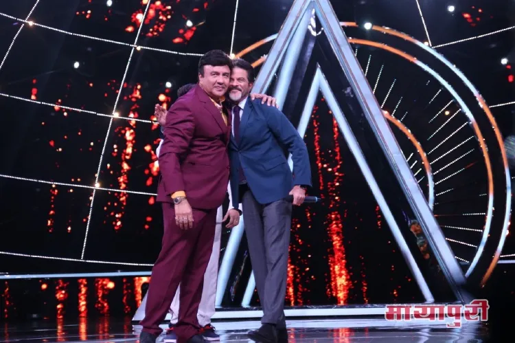 Anu Malik and Anil Kapoor share a moment on Indian Idol 10