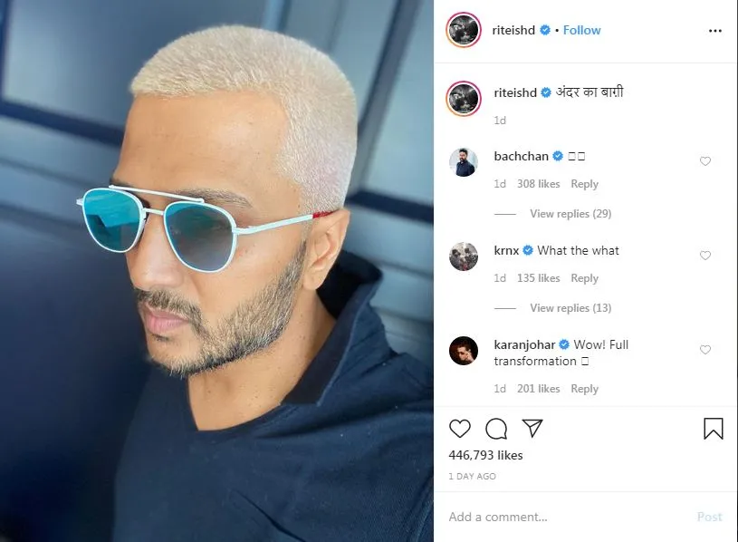 Ritesh Deshmukh को फैंस ने दिया नया नाम ‘Maharashtrian Chris Brown’,वजह है उनका New Blonde Look