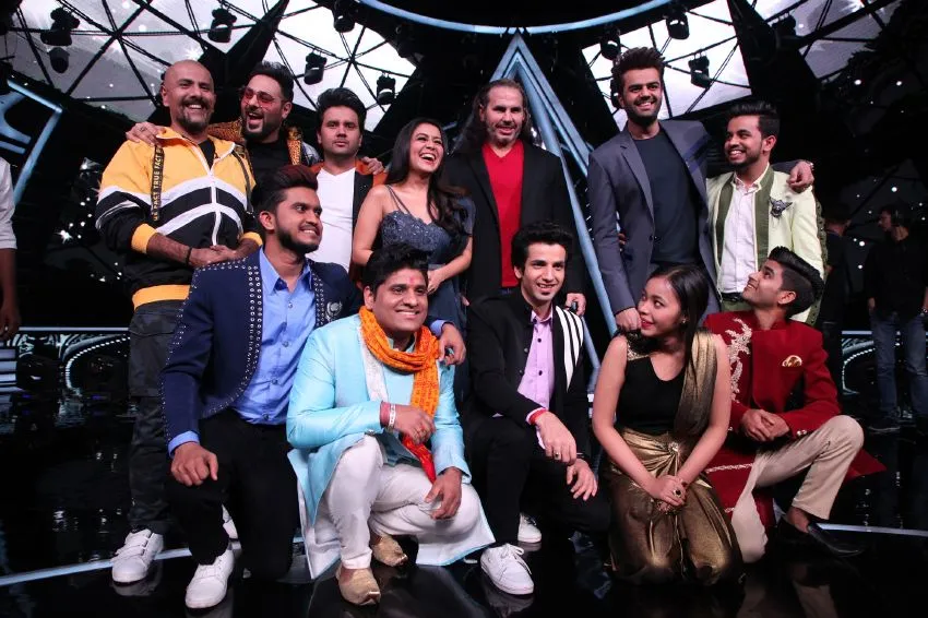 Badshah and Matt Hardy with Indian Idol Contestants and Judges