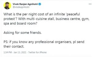 फिल्ममेकर Vivek Agnihotri ने किसान आंदोलन में एक रात बीताने का पूछा दाम