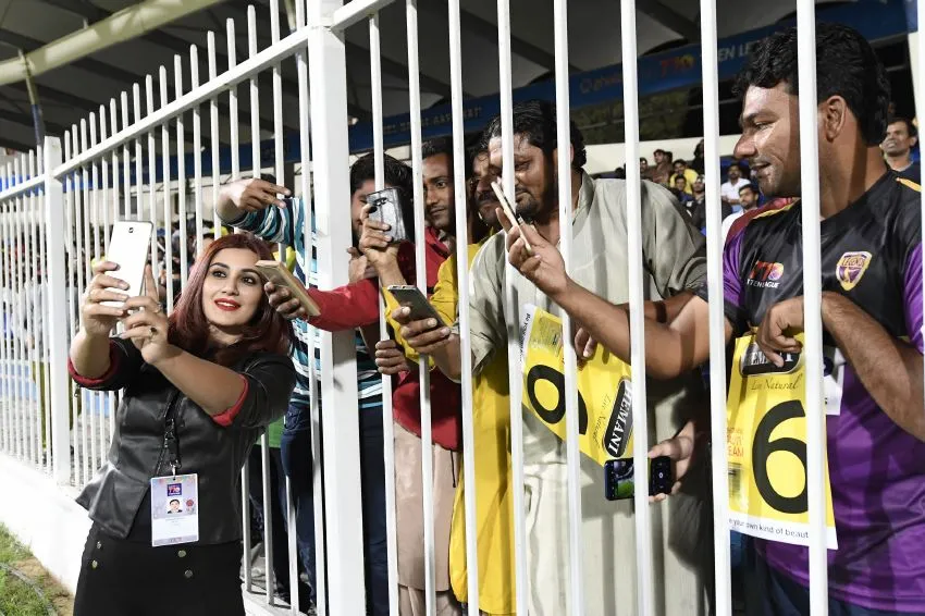 Rimi Sen clicking selfies with fans