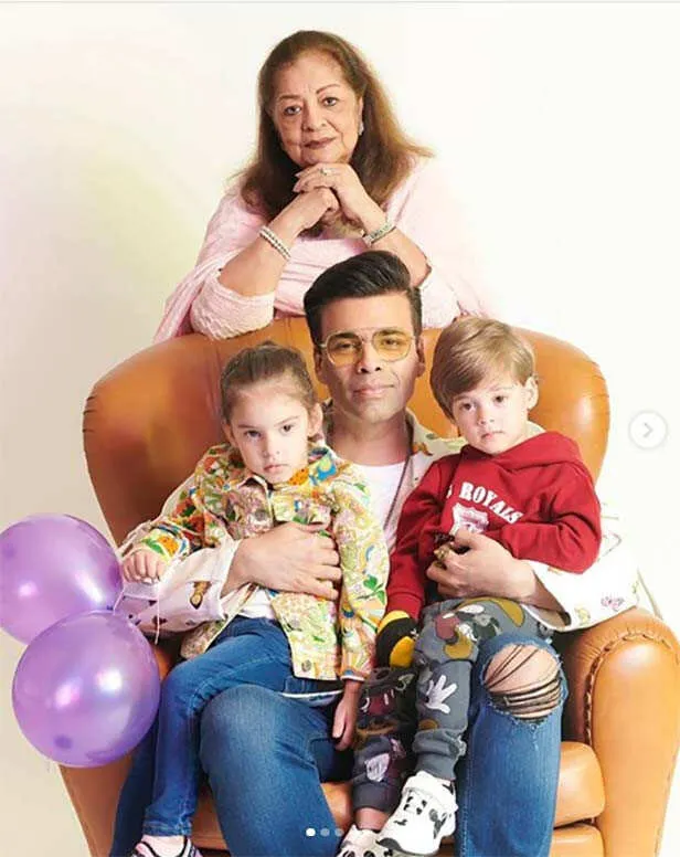 Karan Johar thanks his mother Hiroo Johar for co-parenting his twins |  Filmfare.com