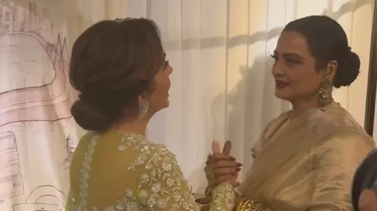 Nita Ambani chats with Rekha at Manish Malhotra's store launch in Mumbai