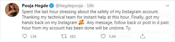 पूजा हेगड़े ने सोशल मीडिया पर दी इंस्टाग्राम अकाउंट हैक होने की जानकारी, ट्विटर पर ट्रेंड हुआ #PoojaMustApologizeSamantha