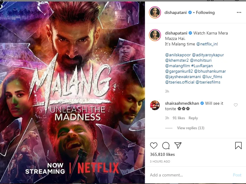 Malang On Netflix / आदित्य रॉय कपूर और दिशा पाटनी स्टारर फिल्म 