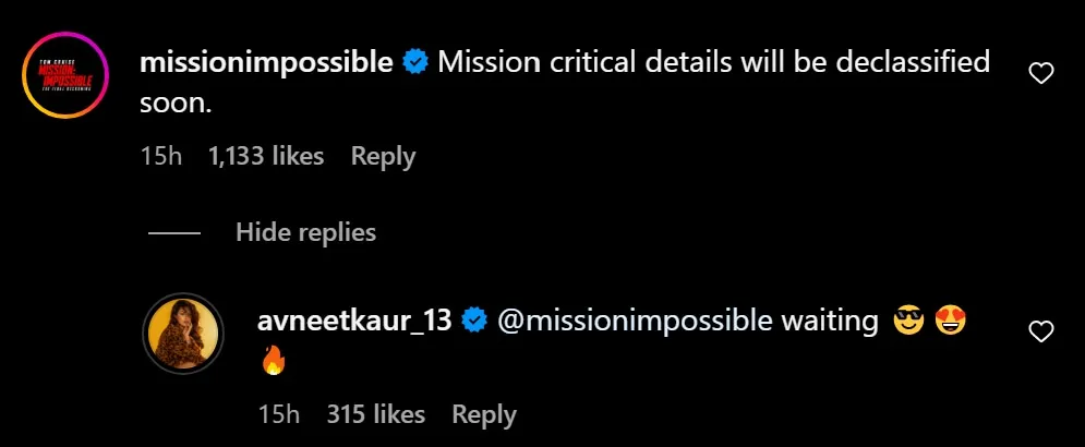 The MI official account responded to Avneet's post