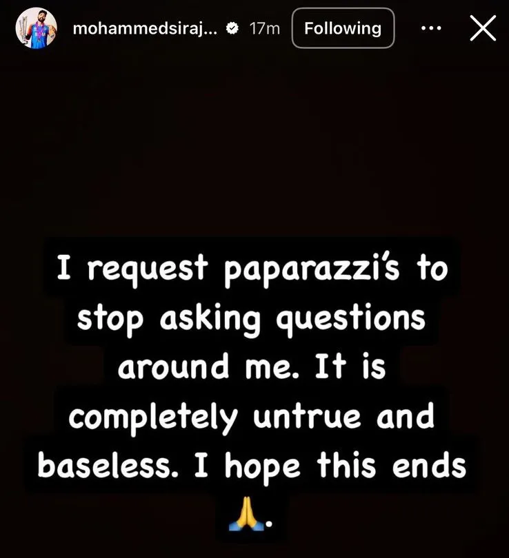 His Insta Story.