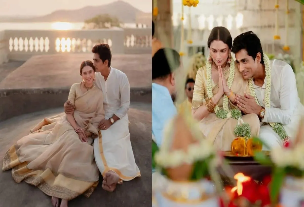 Aditi Rao Hydari: एक्ट्रेस अदिति राव हैदरी ने सिद्धार्थ से मंदिर में की  सीक्रेट शादी, सामने आई पहली तस्वीर - aditi rao hydari got married to fiance  siddharth in secret wedding ceremony