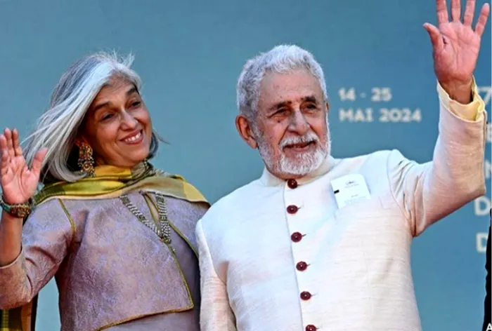 रत्ना पाठक ने कान्स 2024 में नसीरुद्दीन शाह के साथ अनोखे ढंग से लिपटी साड़ी  और कस्टम-मेड ब्लाउज में डेब्यू किया, तस्वीरें | India.com