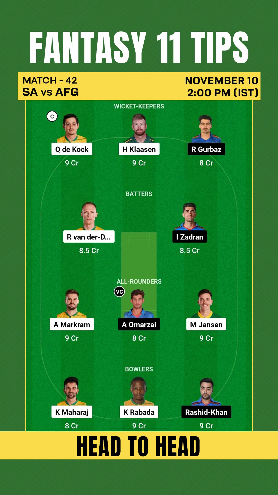 SA vs AFG Dream11