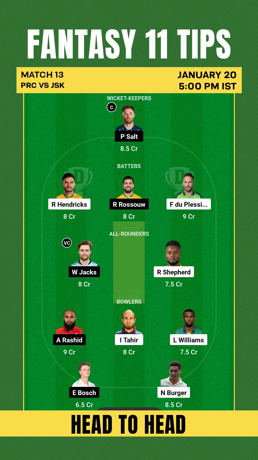 JSK vs PRC Dream11