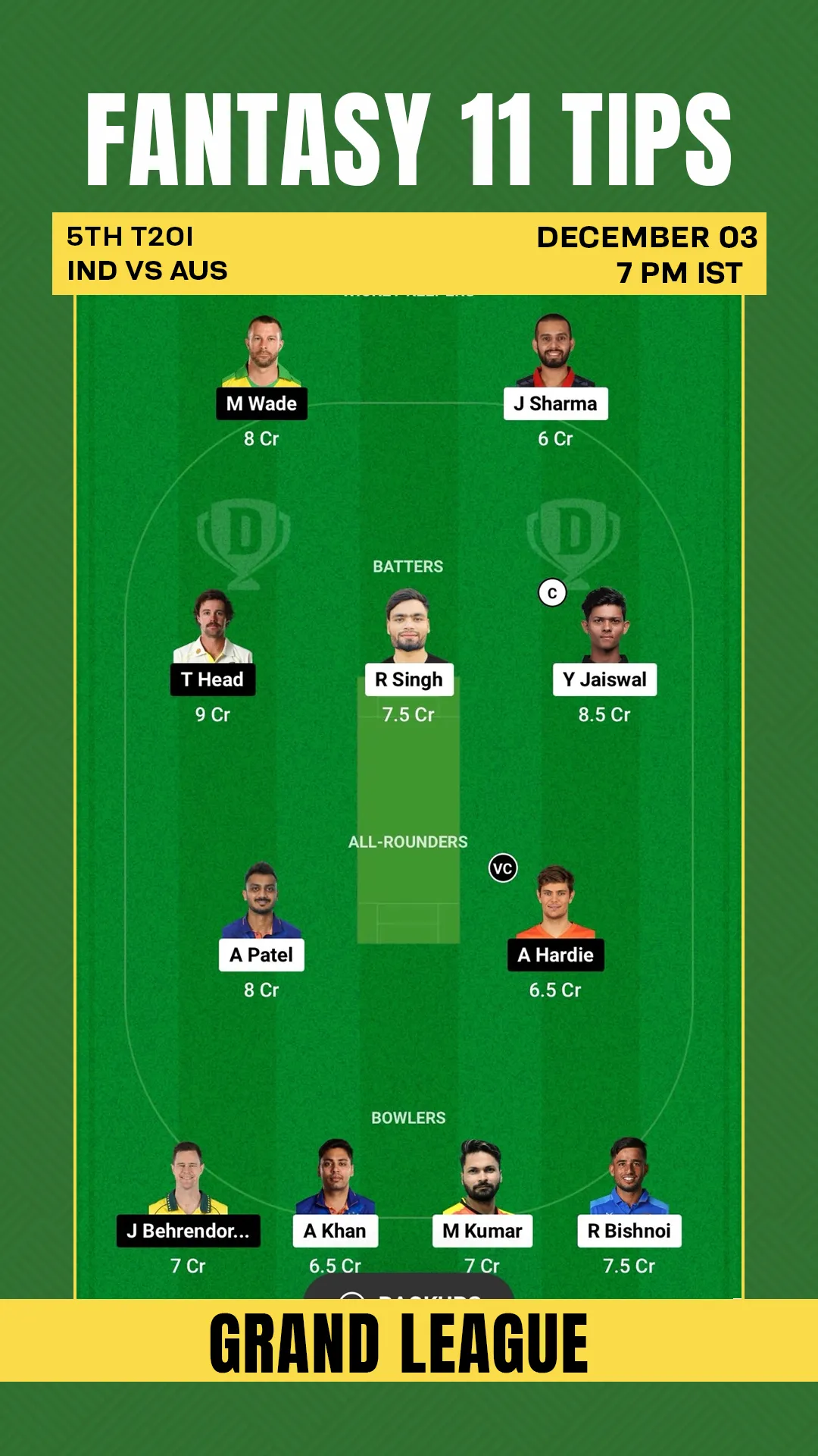 IND vs AUS Dream 11