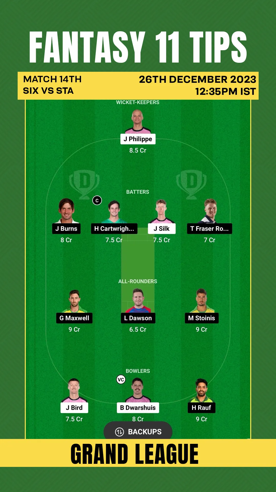 SIX vs STA Dream11