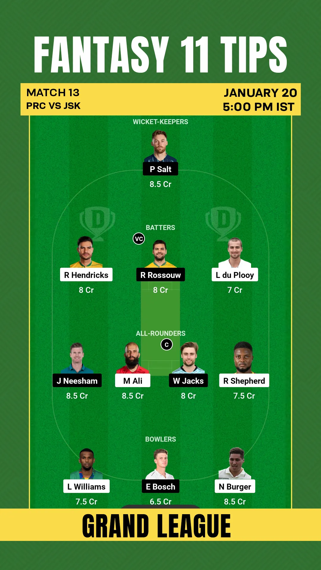 JSK vs PRC Dream11