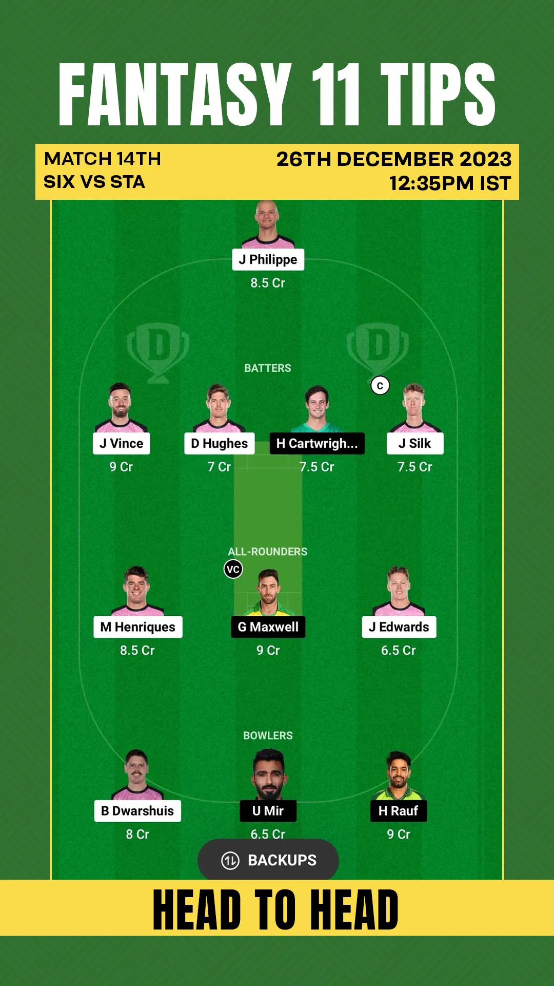 SIX vs STA Dream11