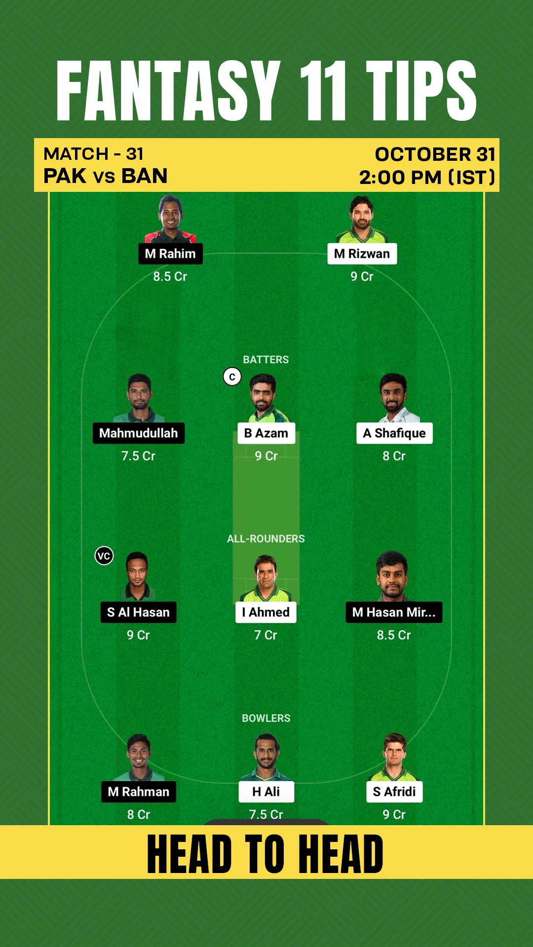 PAK vs BAN Dream 11