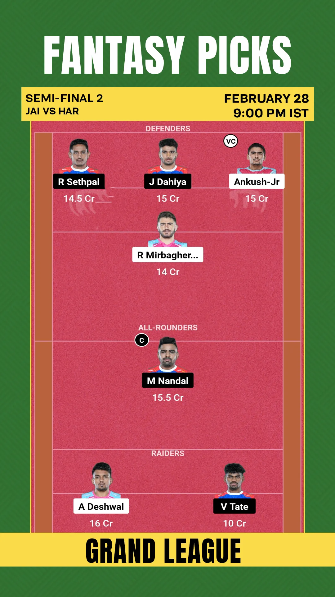 JAI vs HAR Dream11