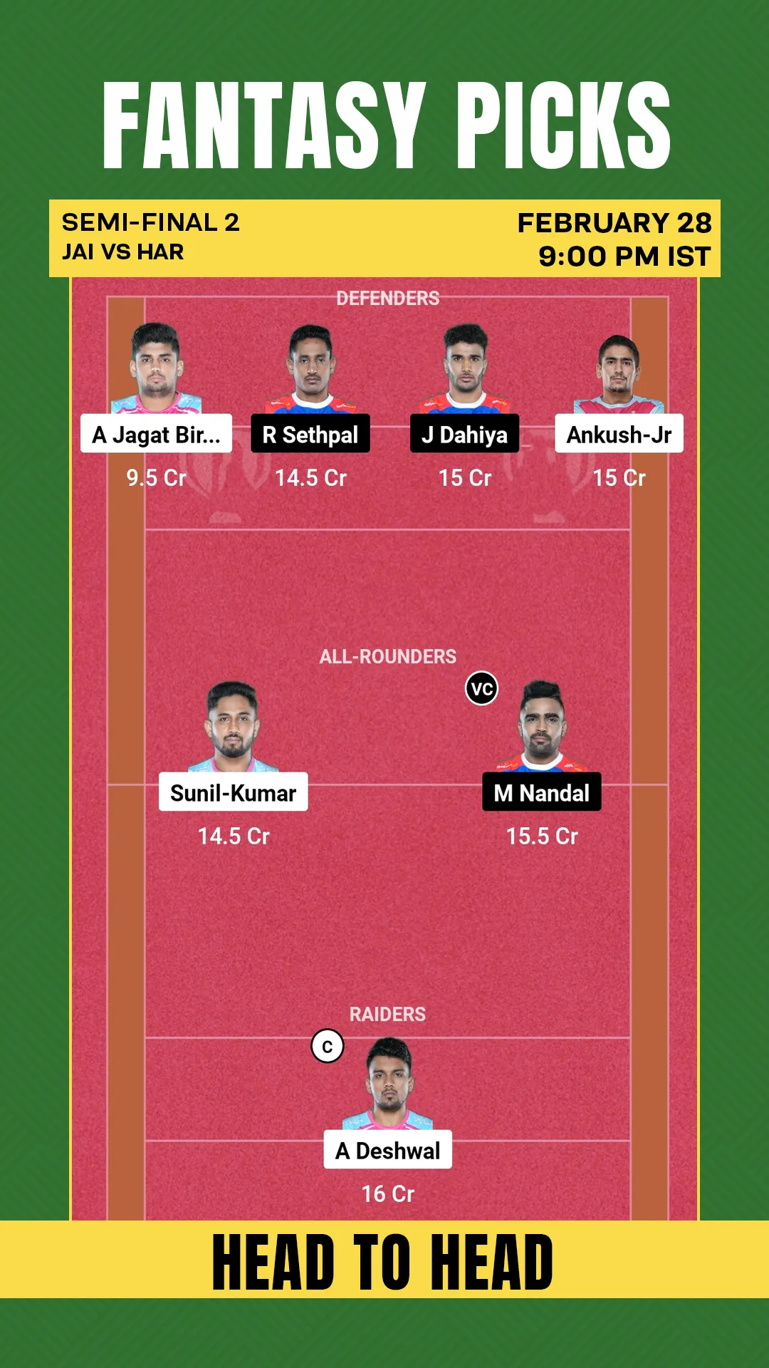 JAI vs HAR Dream11