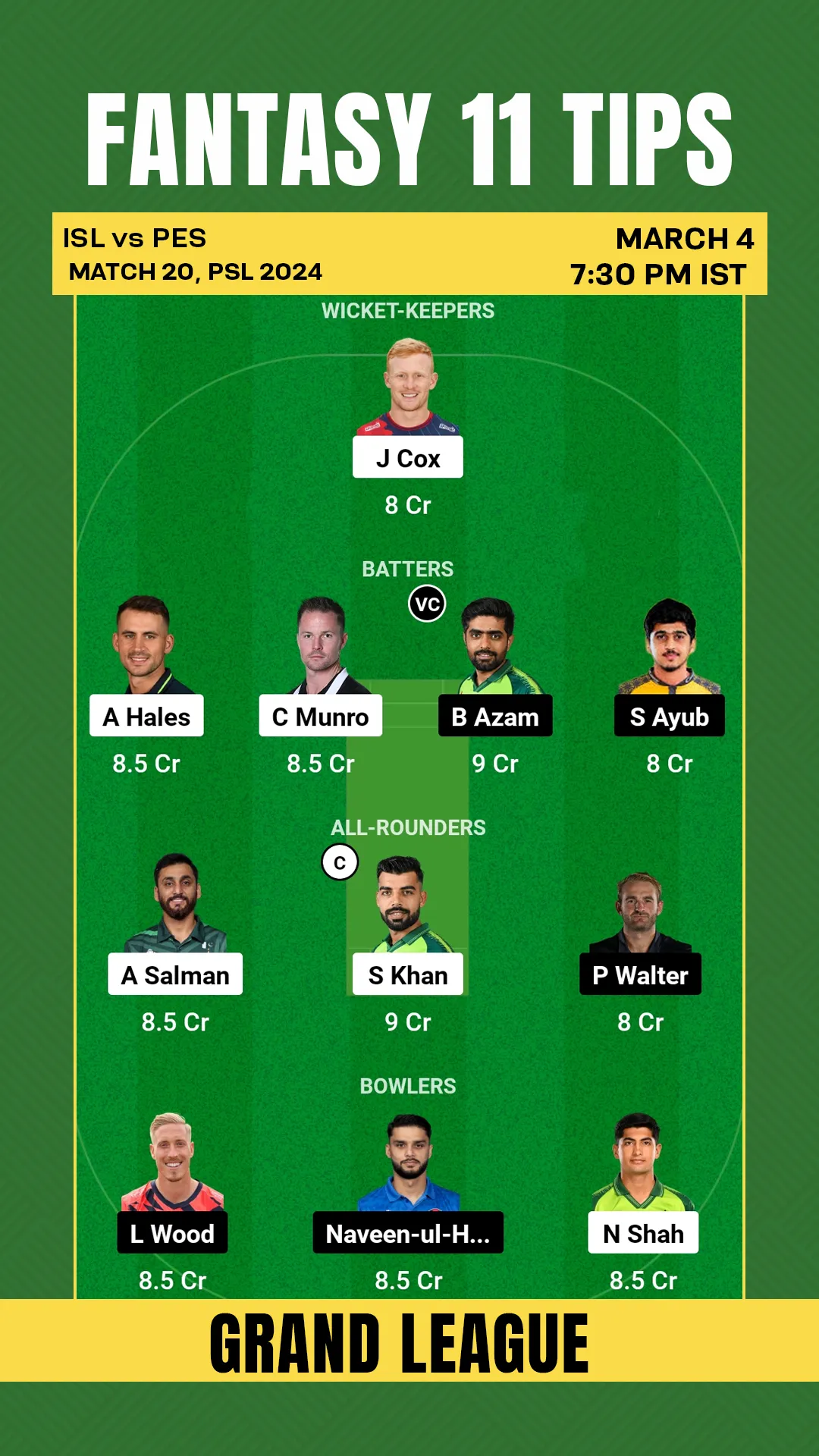 ISL vs PES Dream11