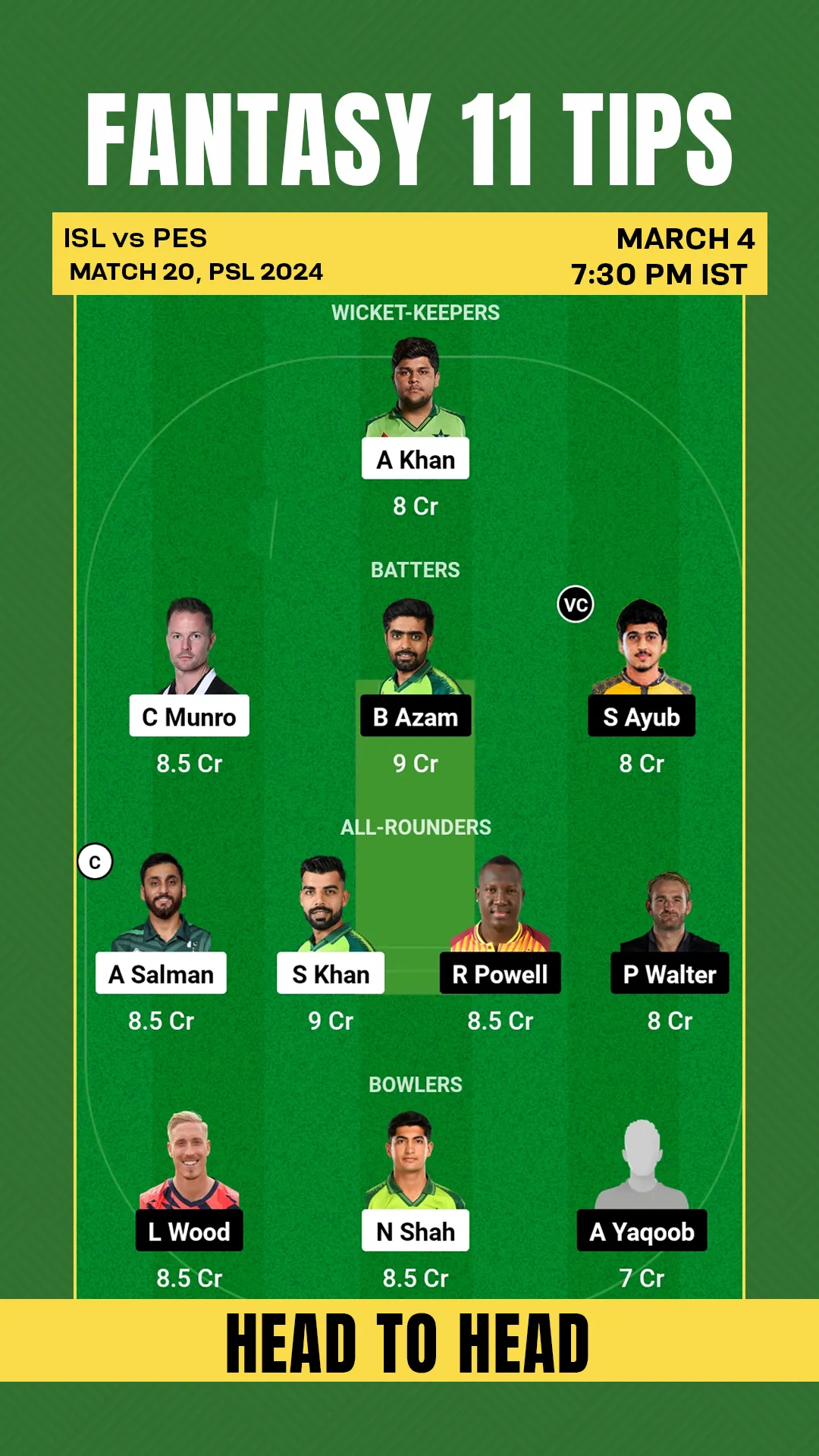 ISL vs PES Dream11