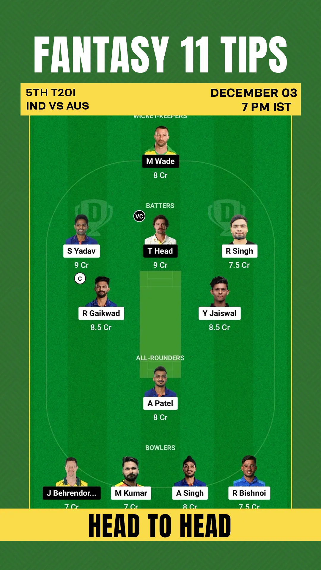 IND vs AUS Dream11