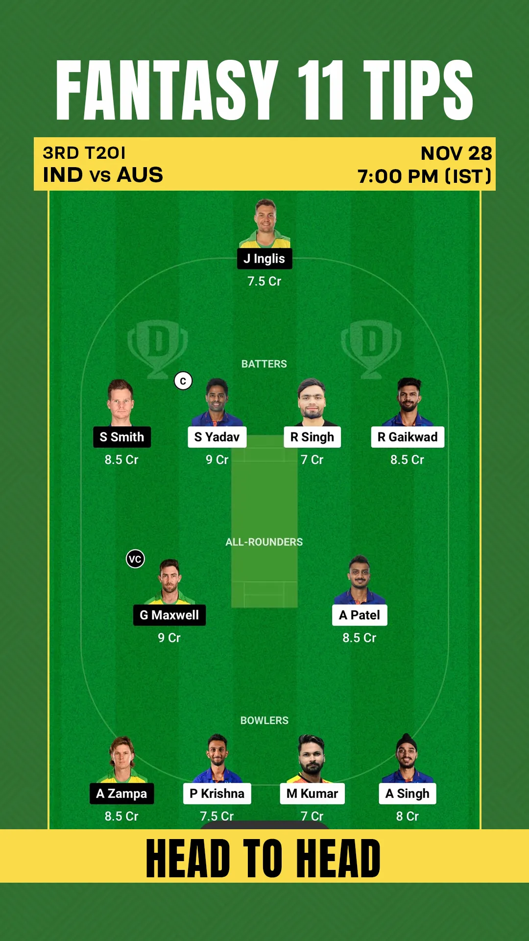 IND vs AUS Dream 11