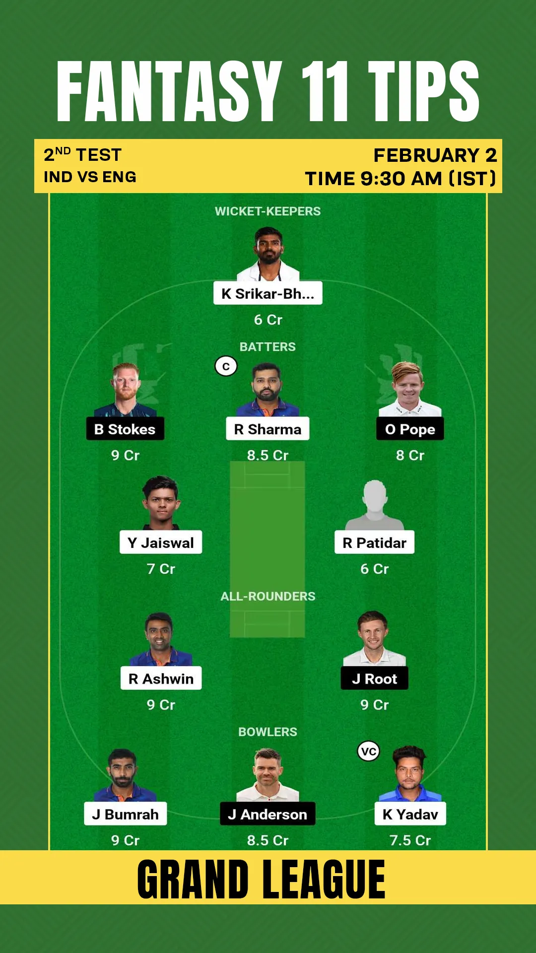 IND vs ENG Dream11