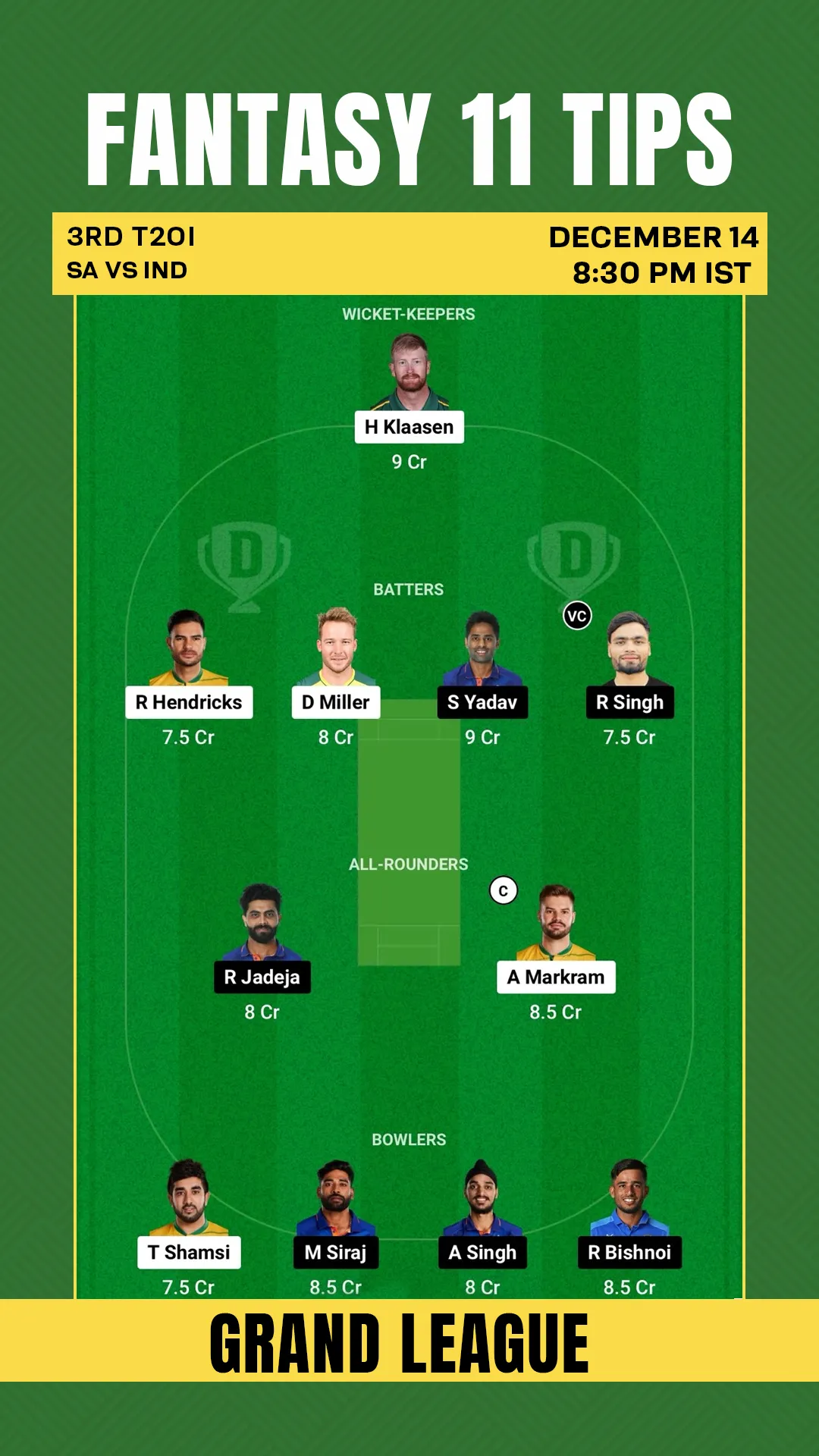 SA vs IND Dream11