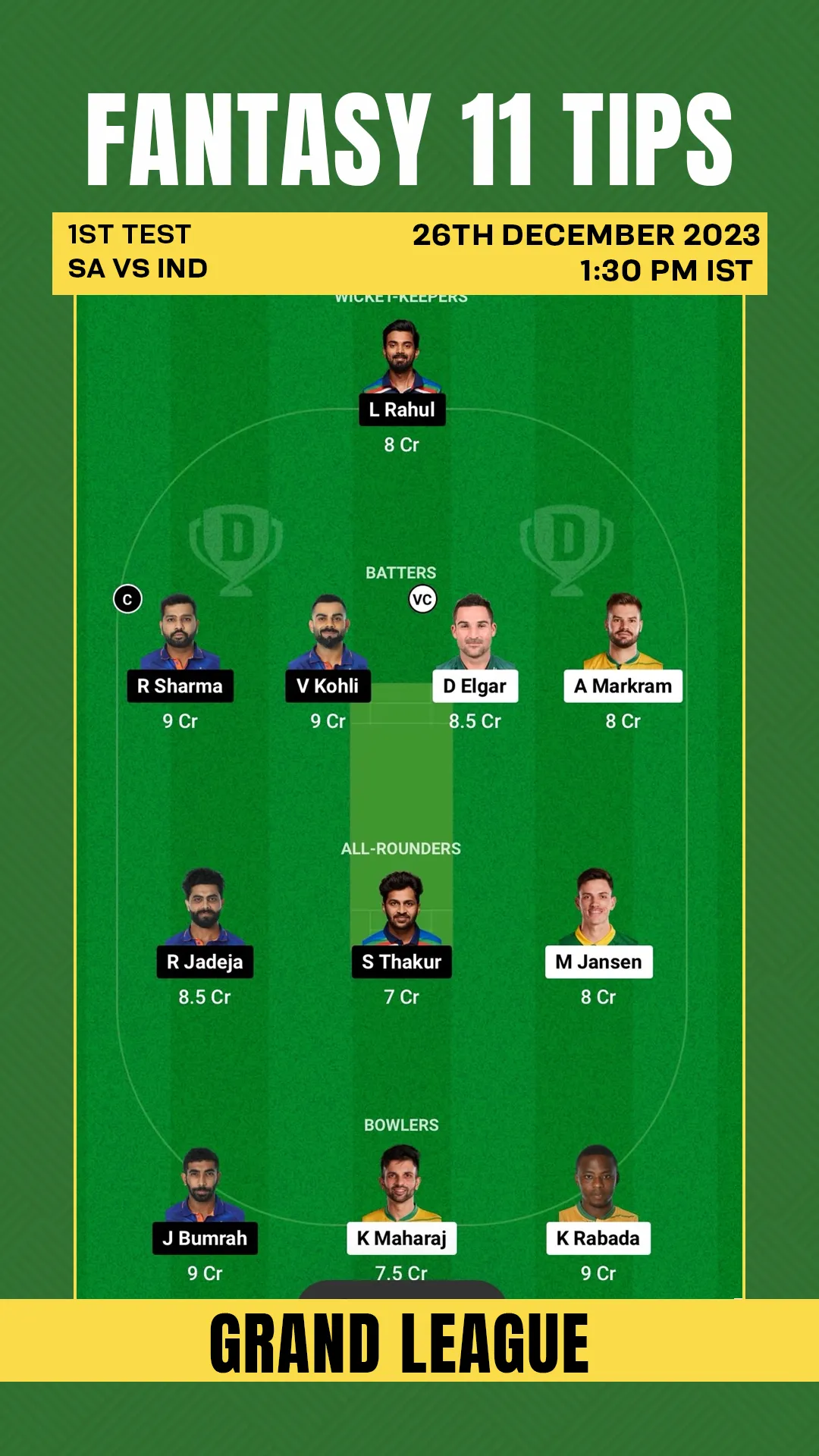 SA vs IND Dream11