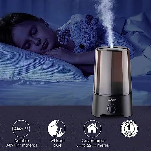 AGARO Verge Cool Mist Humidifier, 2.5L, Adjustable Mist Output, Super Quiet 360° 