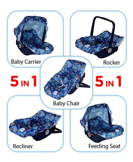 Mee Mee 5 in 1 Baby Cozy Carry Cot cum Rocker - Blue