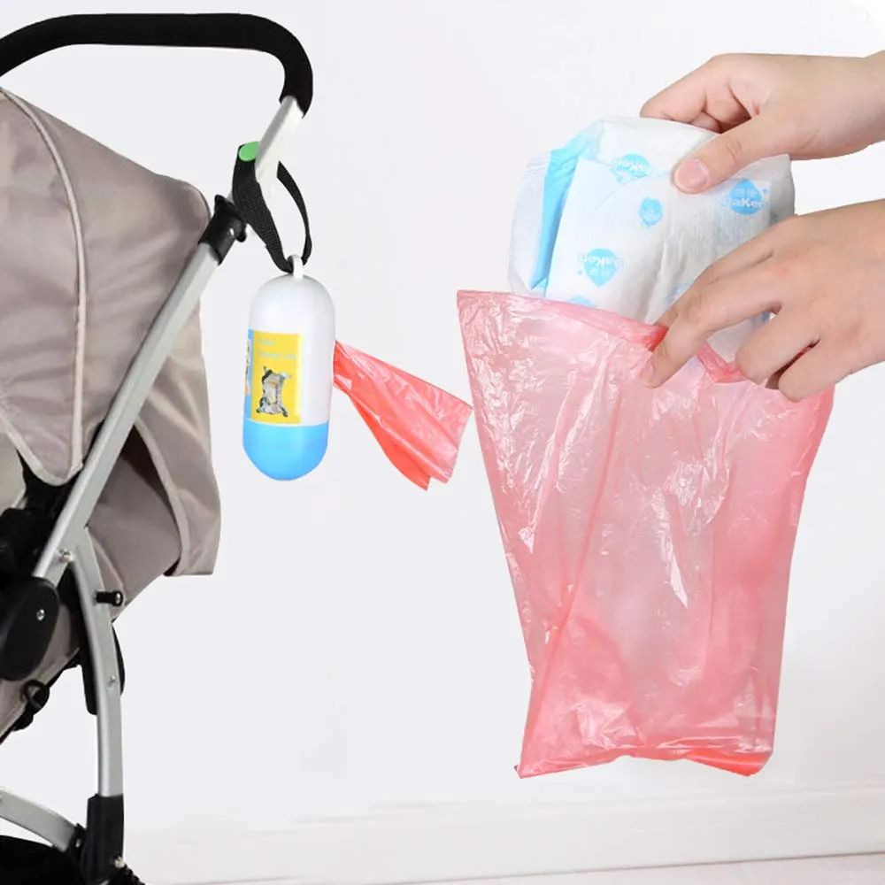 Buy Diaper Disposal Bags & Compact Diaper Trash Bag Dispenser with Hook -  Round Premium Disposable Diaper Refill Bags, Colors Vary, Great for Changing  Diapers on The Go (Roll of 15,150Pack Bag+1Dispenser)