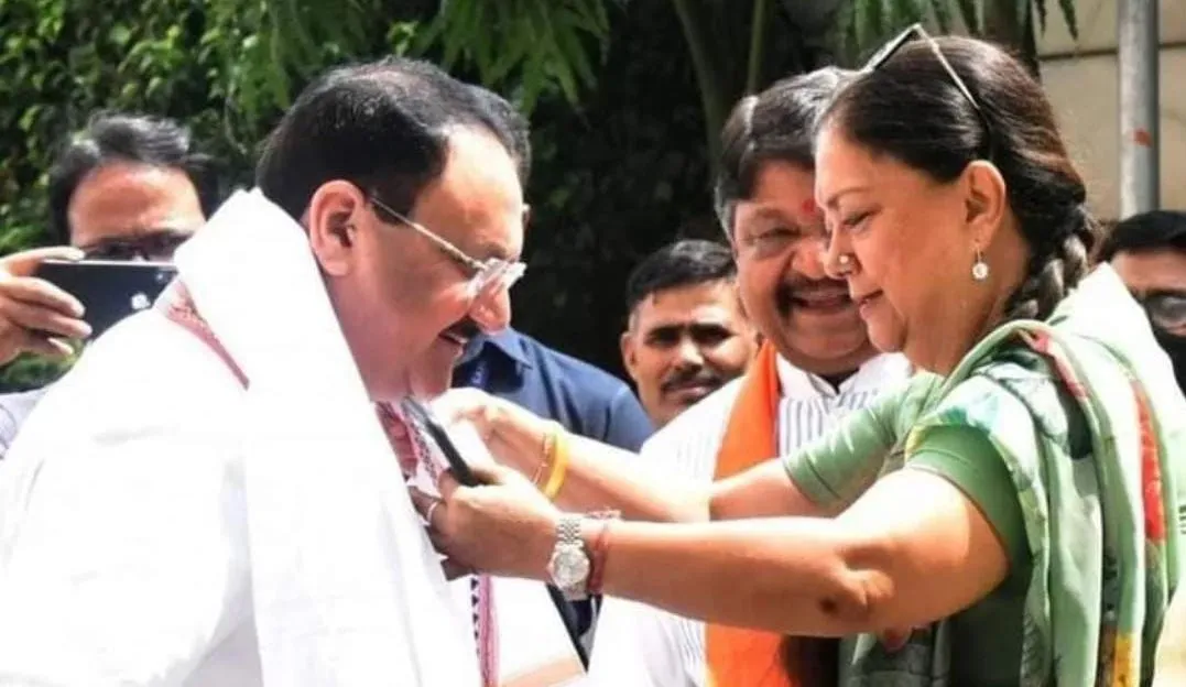 J P Nadda and Vasundhara Raje Scindia