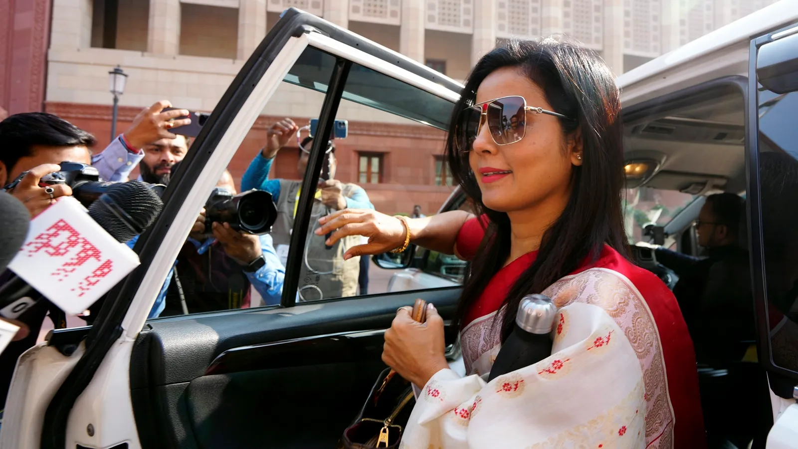 TMC MP Mahua Moitra arrives during the Winter session of Parliament, in New Delhi