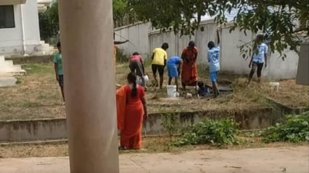 School students were allegedly made to clean septic tank