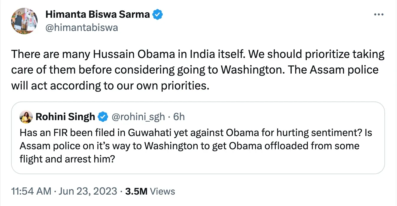 Himanta Obama tweet