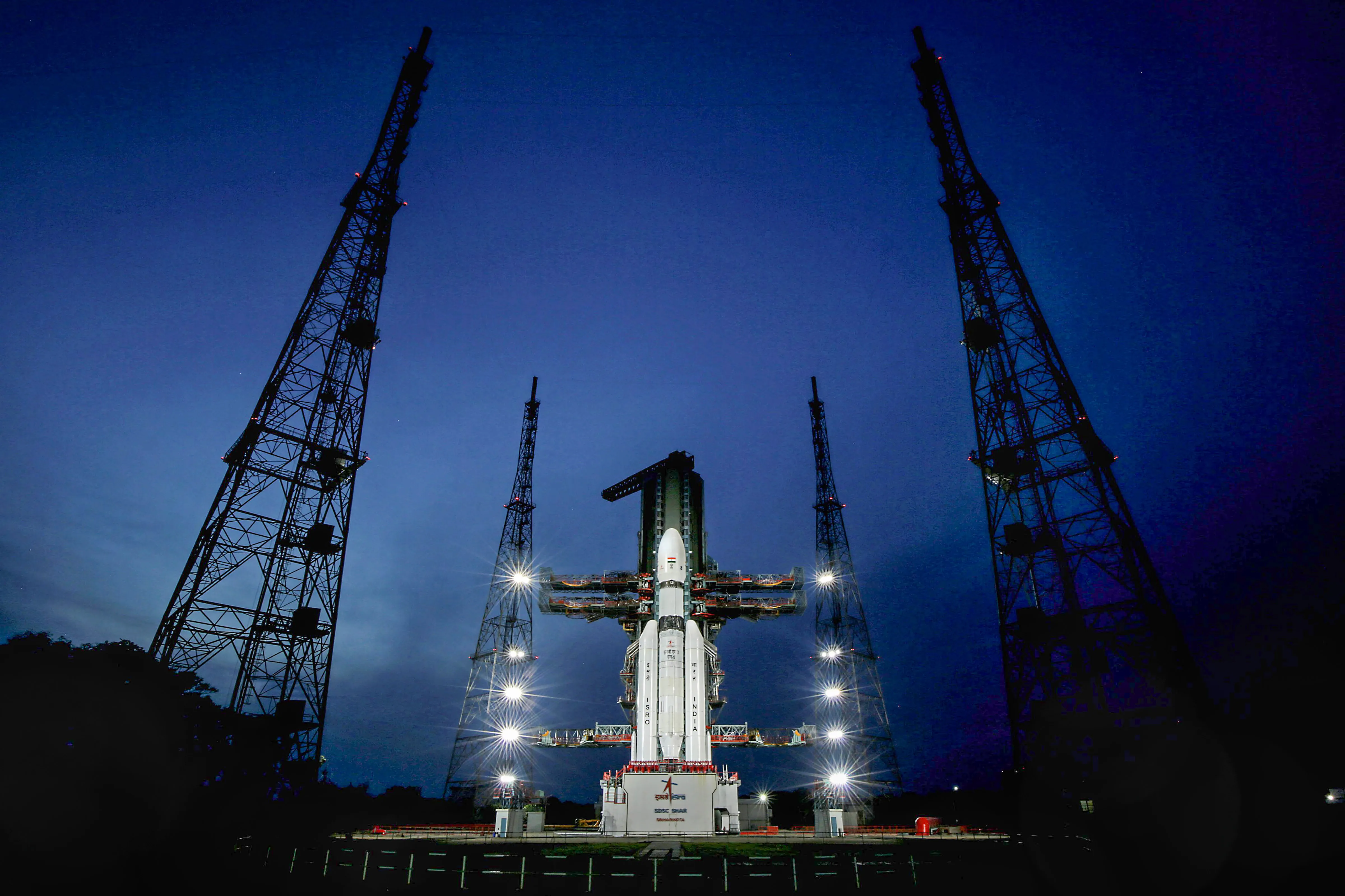 The Launch Vehicle Mark-III (LVM3) M4 vehicle with Chandrayaan-3