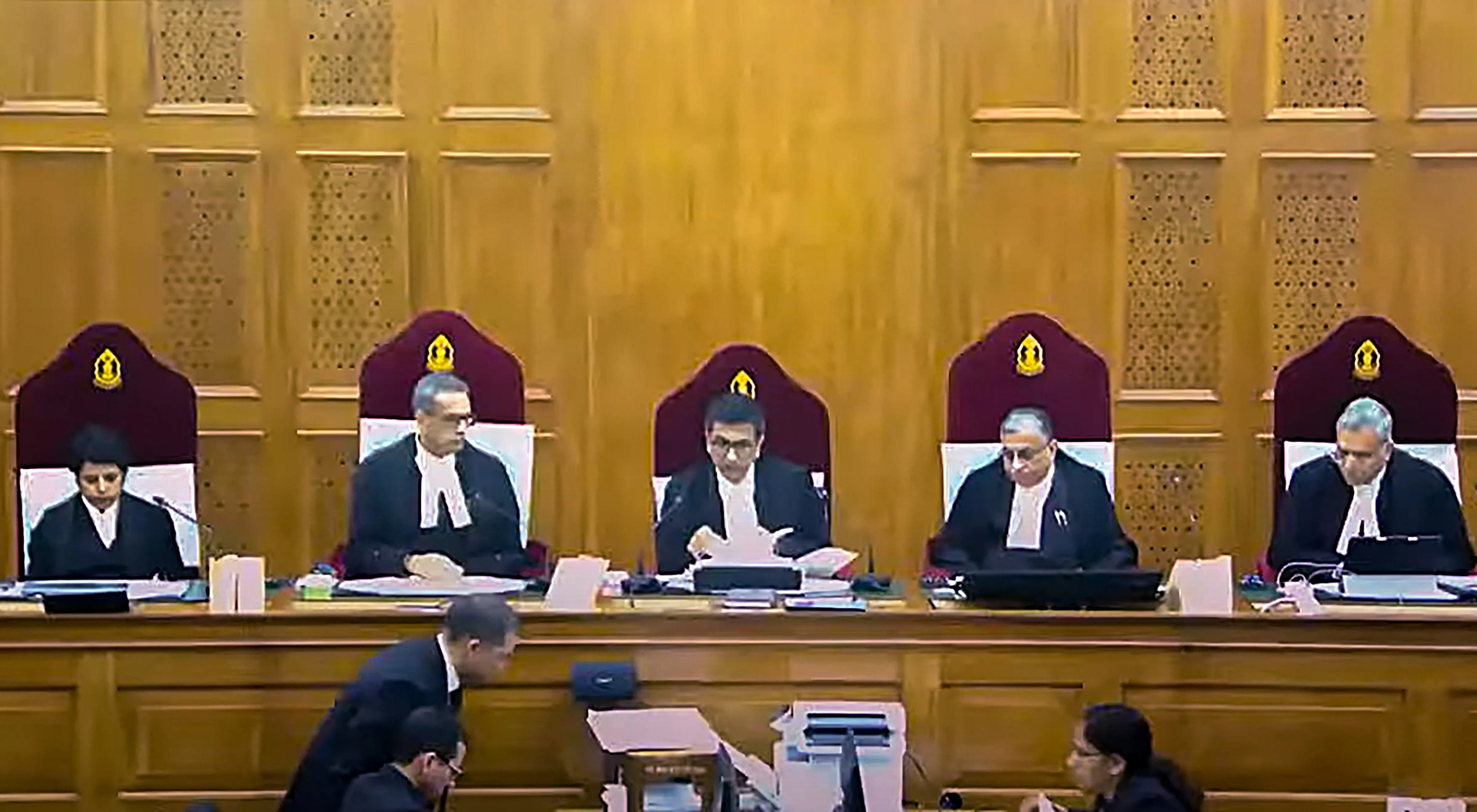 The five-judge Constitution Bench of the Supreme Court headed by CJI Justice DY Chandrachud hears the case on Maharashtra political crisis, in New Delhi