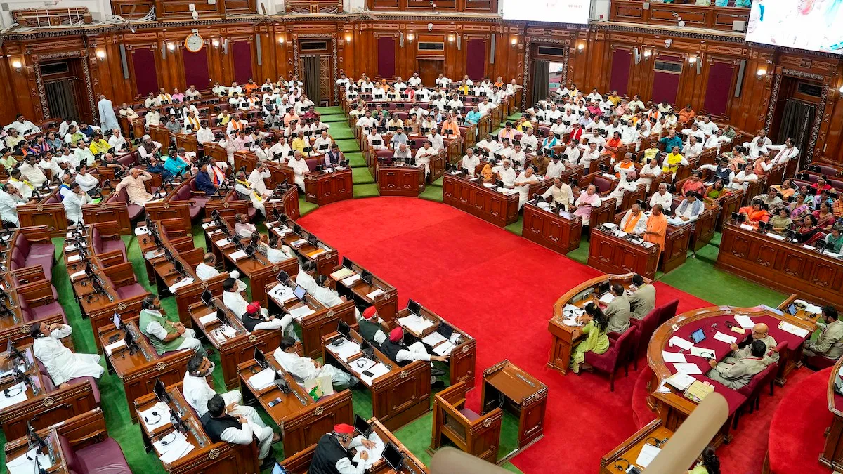 Uttar Pradesh Chief Minister Yogi Adityanath speaks during the Monsoon session of UP Assembly at Vidhan Bhawan on Friday, August 11, 202