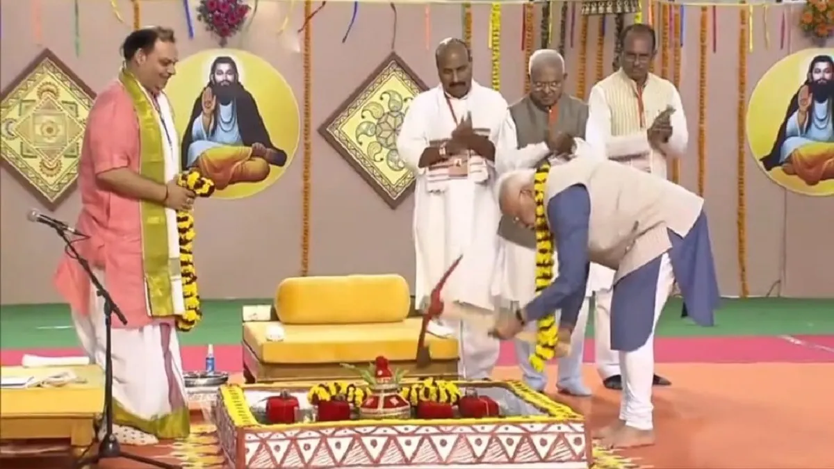 PM Modi lays foundation stone of temple-cum-memorial of Sant Ravidas in Madhya  Pradesh