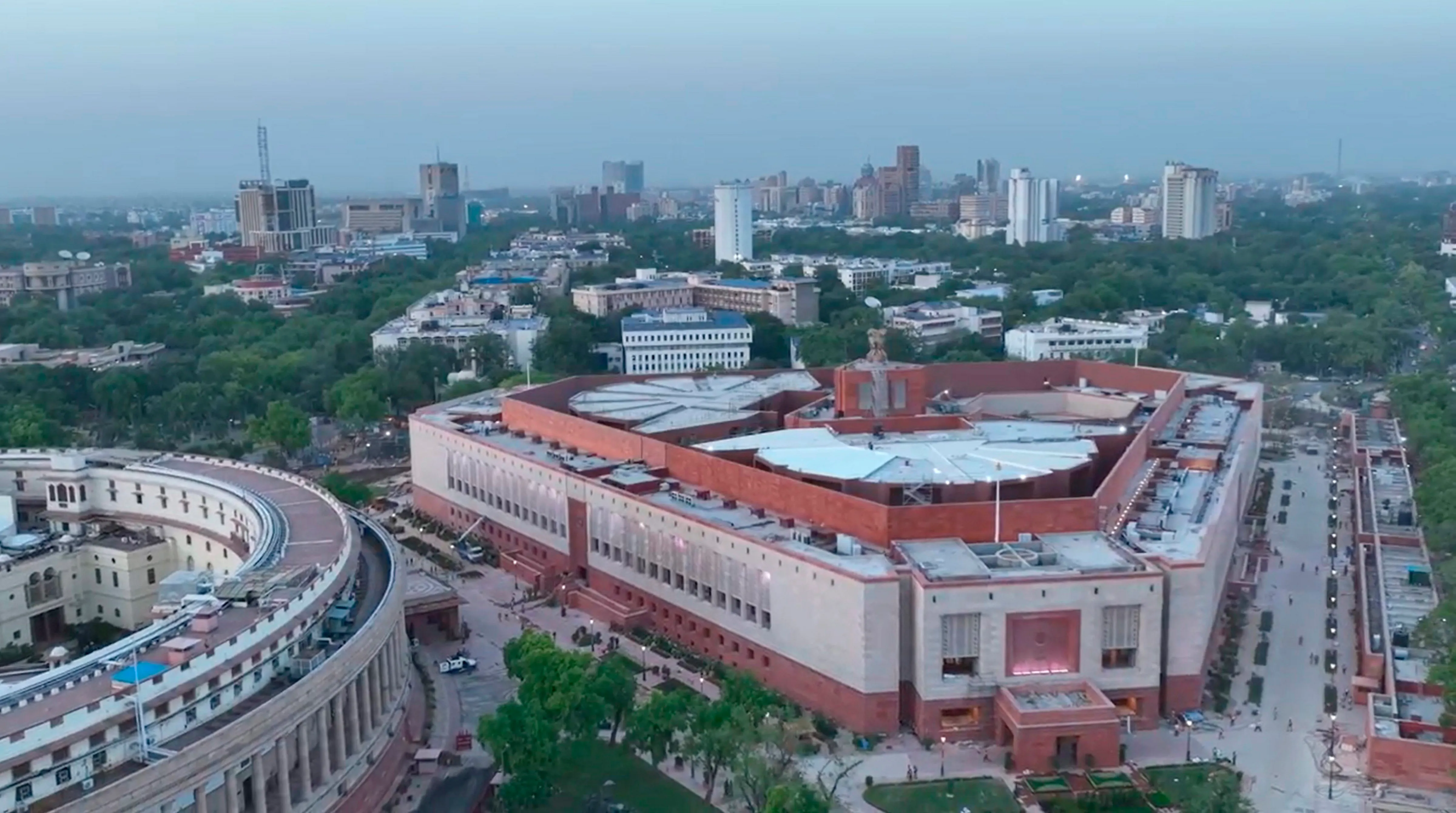 An aerial view of newly-constructed Parliament building