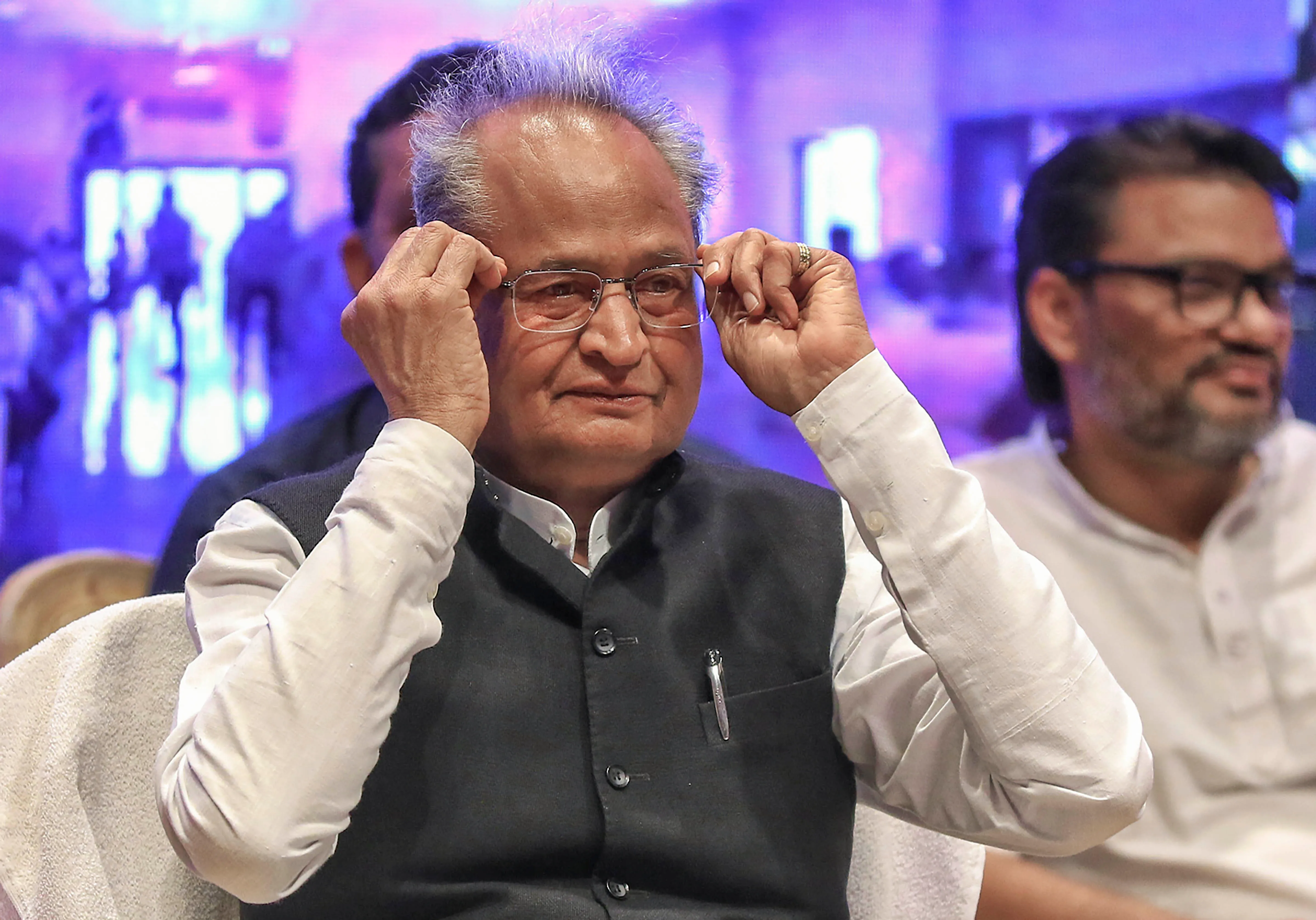 Rajasthan Chief Minister Ashok Gehlot during the launch of the 'Indira Gandhi Gas Subsidy Yojana' in Jaipur