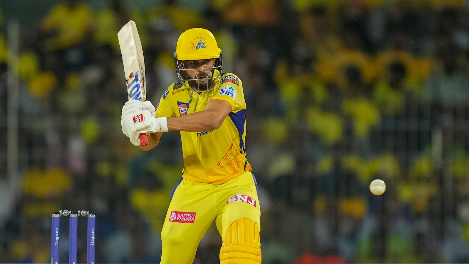 Chennai Super Kings batter Ruturaj Gaikwad plays a shot during the IPL 2023 cricket match between Chennai Super Kings and Lucknow Super Giants on April 3