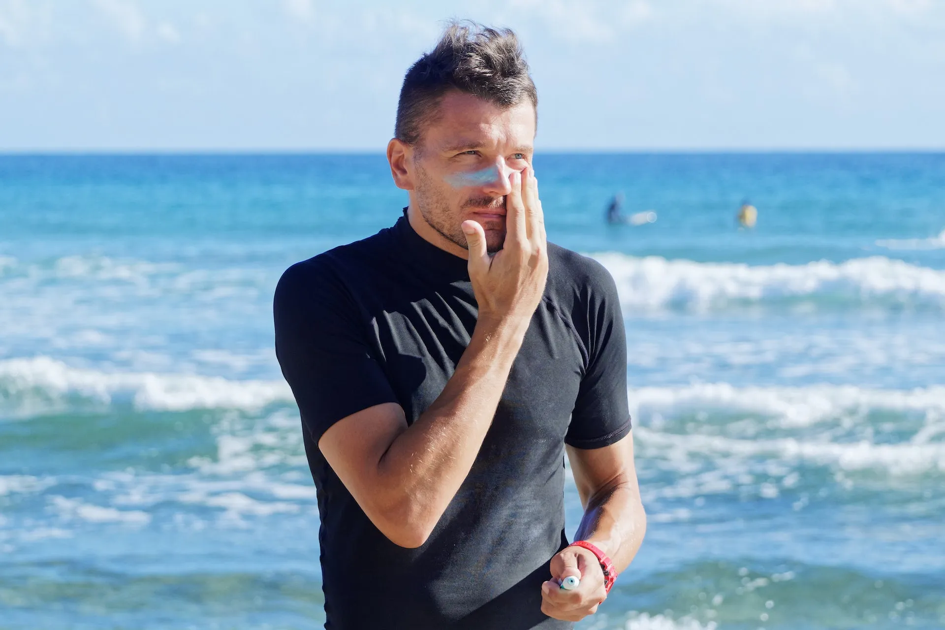 Man puts zinc cream across nose