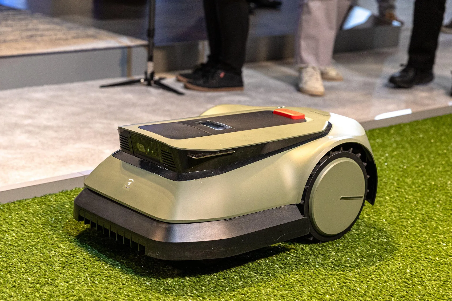 Small electric lawnmower on display at CES