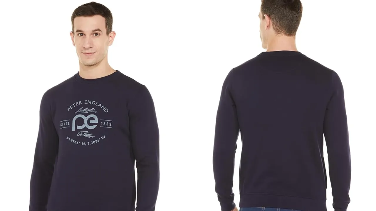 Peter England Men's Cotton Blend Round Neck Sweatshirt