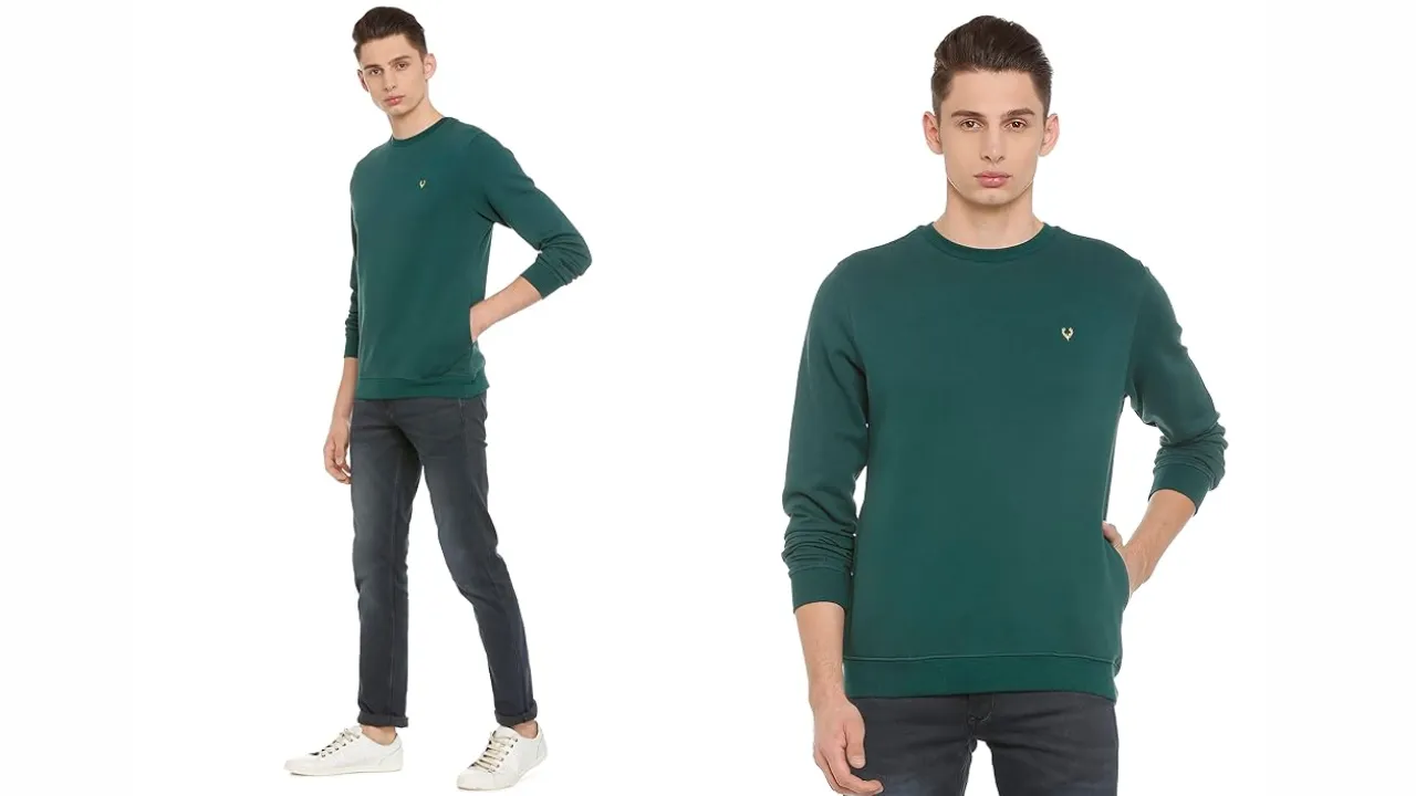 Allen Solly Men's Cotton Blend Casual Crew Neck Sweatshirt