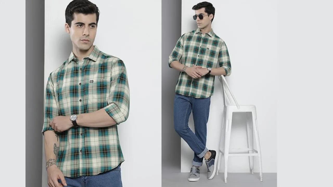 The Indian Garage Co Men's Checkered Slim Fit Shirt