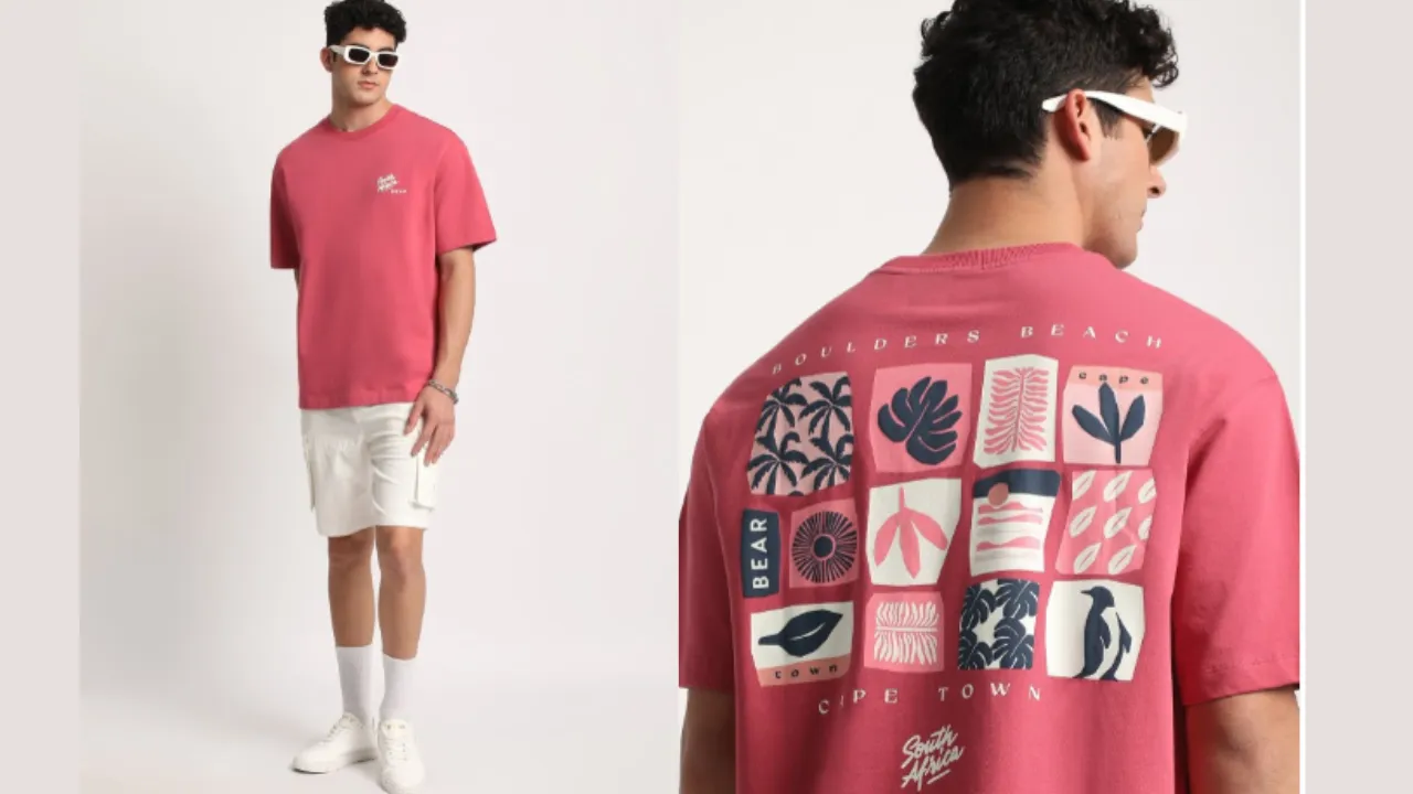 THE BEAR HOUSE Men Graphic Print Loose Fit Cotton T-Shirt