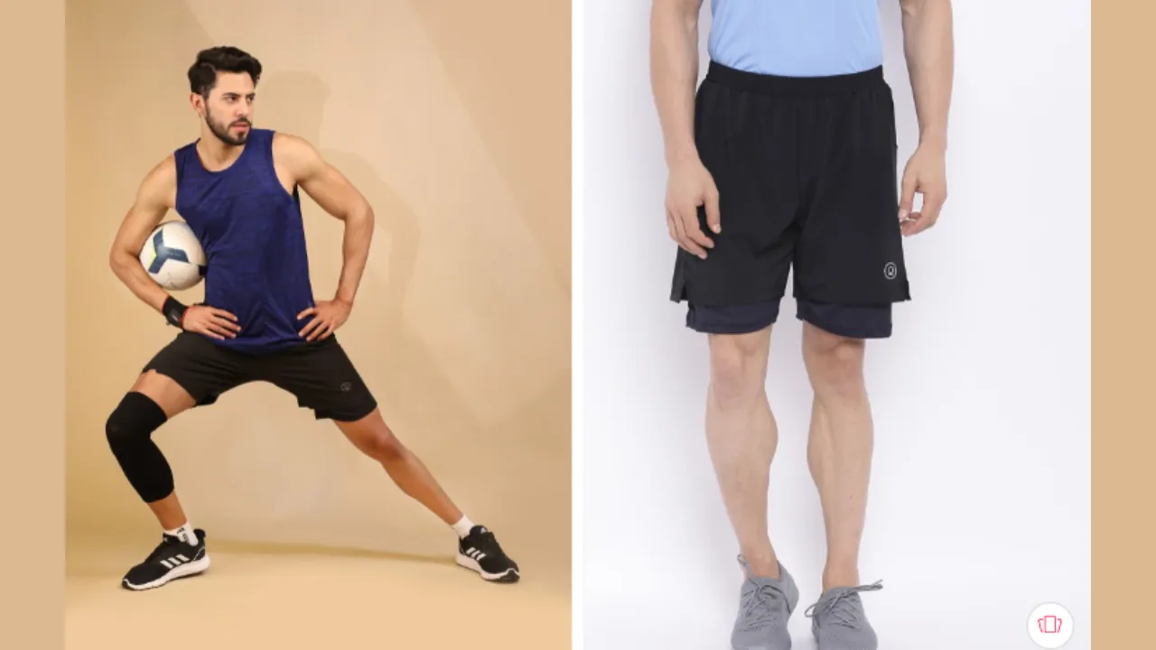 CHKOKKO Men Black Solid Double Layered Regular Shorts